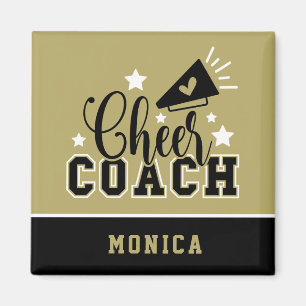 Cute Cheer Coach Personlig Guld och Black Magnet