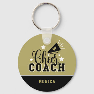 Cute Cheer Coach Personlig Guld och Black Nyckelring