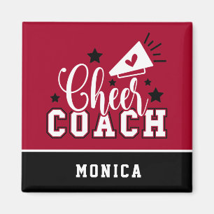Cute Cheer Coach Personlig Red and Black Magnet