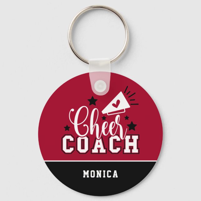 Cute Cheer Coach Personlig Red and Black Nyckelring (Framsida)