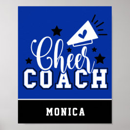 Cute Cheer Coach-Personlig, Royal Blue & Black Poster