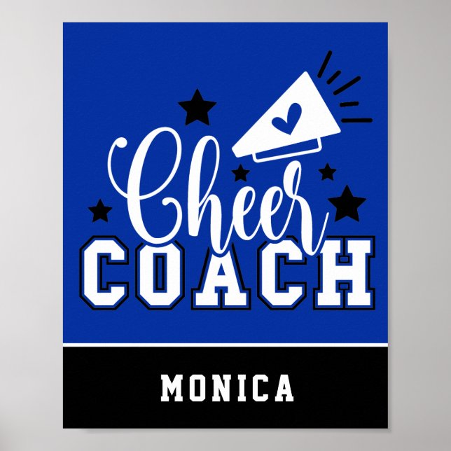 Cute Cheer Coach-Personlig, Royal Blue & Black Poster (Framsidan)