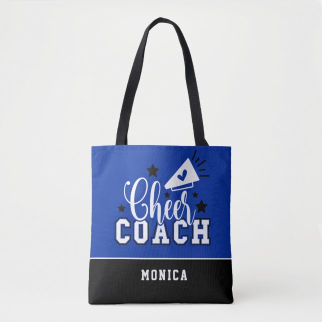 Cute Cheer Coach Personlig Royal Blue och Black Tygkasse (Framsida)