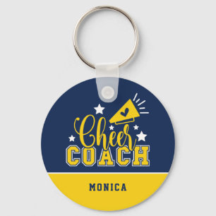 Cute Cheer Coach Personlig Royal Blue och Gult Nyckelring