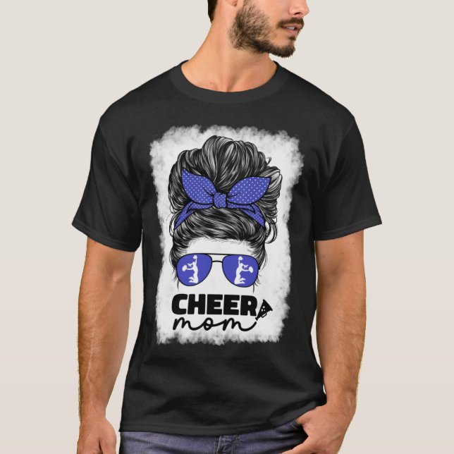 Cute Cheer Mom For Women Cheerleader Mom Blue Mess T Shirt (Framsida)