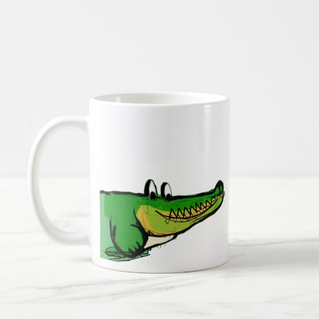 Cute & Cheerful Crocodile Coffee Mug | Happy Croc  Kaffemugg (Vänster)