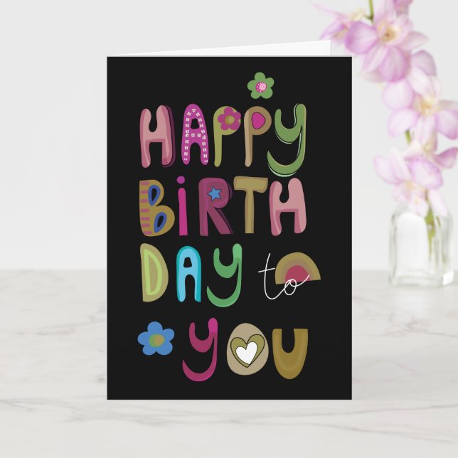 Cute Cheerful Grattis på födelsedagen till dig Kort (Orkide)