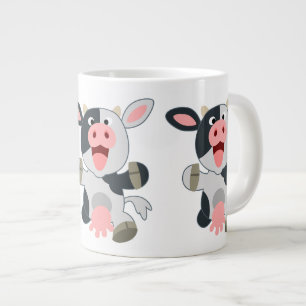Cute Cheerful Tecknad Cow Jumbo Mugg