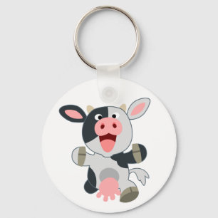Cute Cheerful Tecknad Cow-nyckelkedja Nyckelring