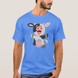 Cute Cheerful Tecknad Cow T-shirt