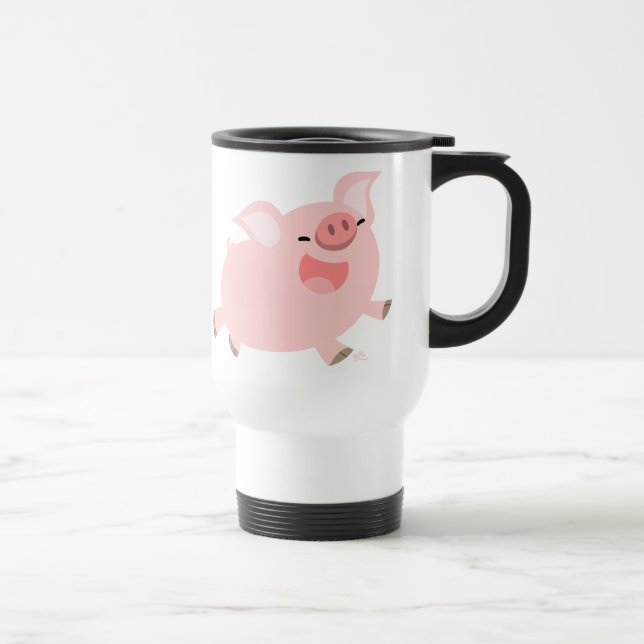 Cute Cheerful Tecknad Gris Commuter Mugg (Höger)