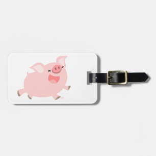 Cute Cheerful Tecknad Gris Luggage Tag Bagagebricka