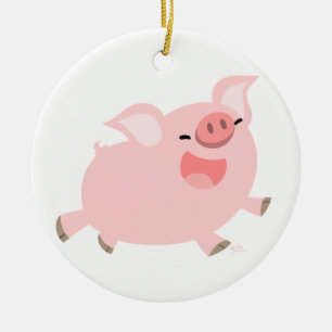 Cute Cheerful Tecknad Gris Ornament