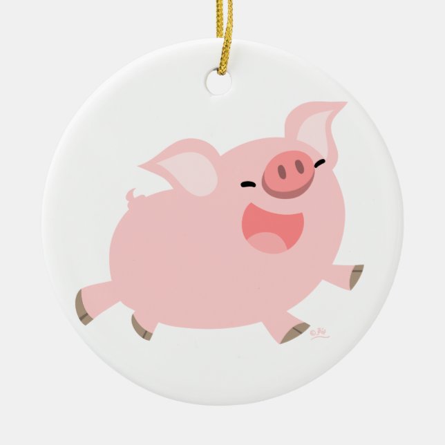 Cute Cheerful Tecknad Gris Ornament (Framsidan)