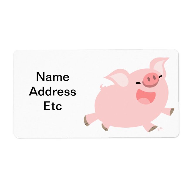 Cute Cheerful Tecknad Gris Shipping Label Fraktsedel (Framsidan)