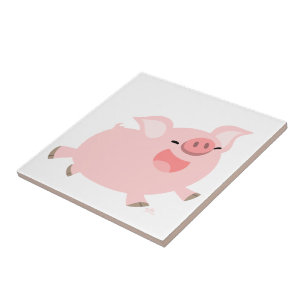 Cute Cheerful Tecknad Gris Tile Kakelplatta