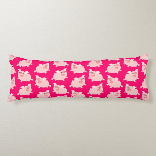 Cute Cheerful Tecknad Grisar Mönster Kroppskudde (Framsidan)