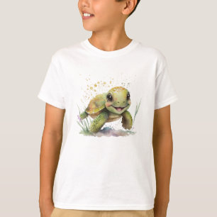 Cute Cheerful Tortoise Boy's Basic T-shirt