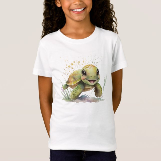 Cute Cheerful Tortoise Bra Jersey T-shirt (Framsida)