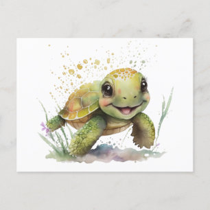 Cute Cheerful Tortoise-vykort Vykort
