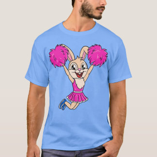 Cute Cheerlead påskhare Girl rosa pompoms T Shirt
