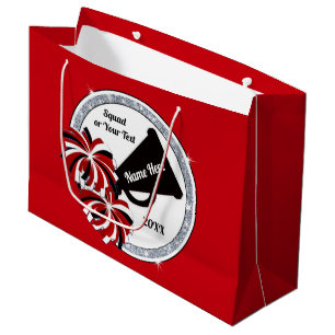 Cute Cheerleader Gift Bags, Red, White and Black