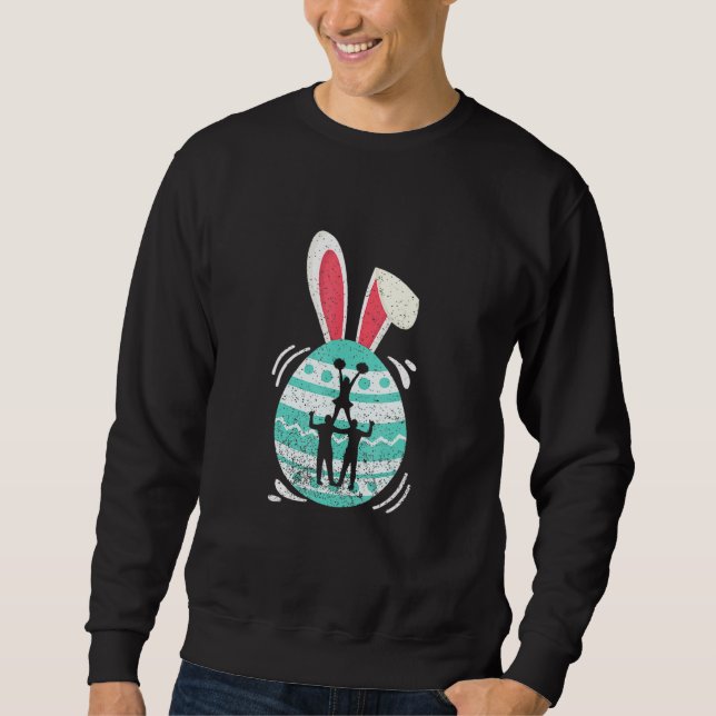Cute Cheerledande Påskägg Bunny Costume Easte Lång Ärmad Tröja (Framsida)