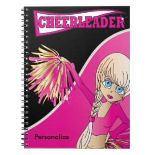 Cute Cheerledare Girl DIY Namn Rosa bärbar dat Anteckningsbok