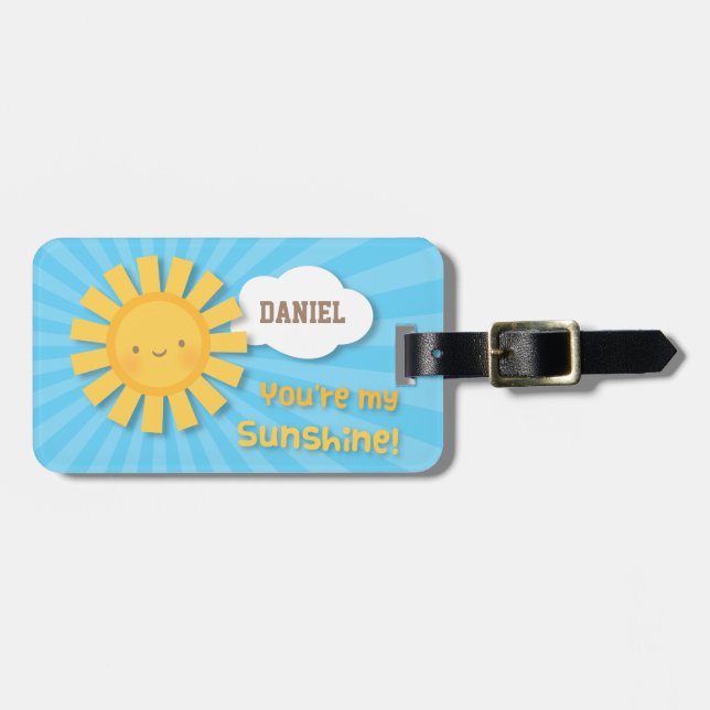 Cute Cheery Little Sunshine För barn Bagagebricka (Horisontell Framsida)