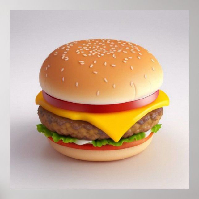 Cute Cheeseburger Teckning Poster (Framsidan)