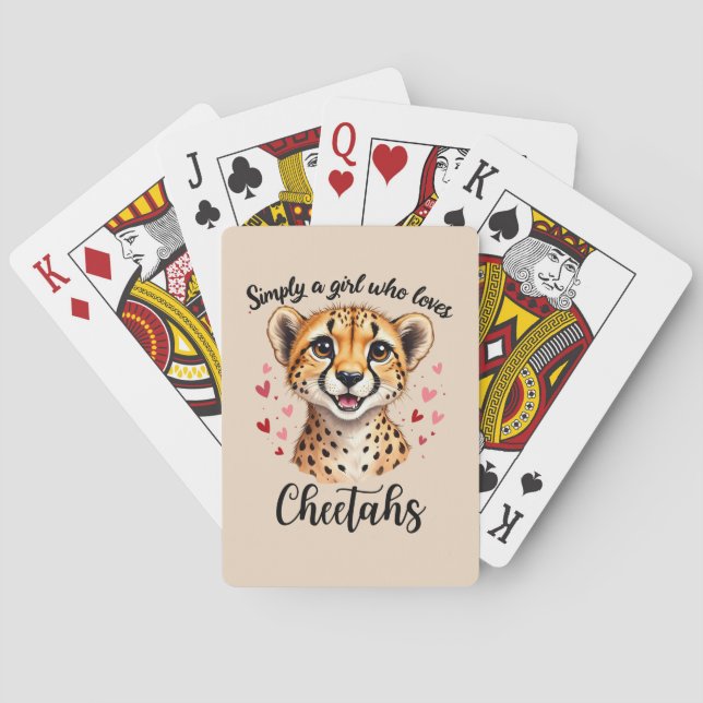 Cute Cheetah Älskare Wildlife Art med hjärtaccente Casinokort (Baksidan)