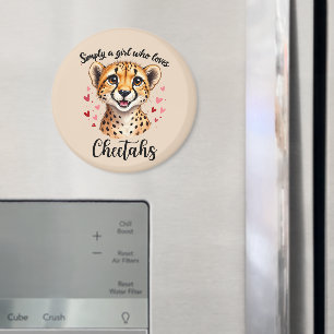Cute Cheetah Älskare Wildlife Art med hjärtaccente Magnet