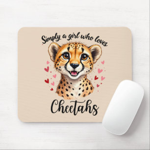 Cute Cheetah Älskare Wildlife Art med hjärtaccente Musmatta