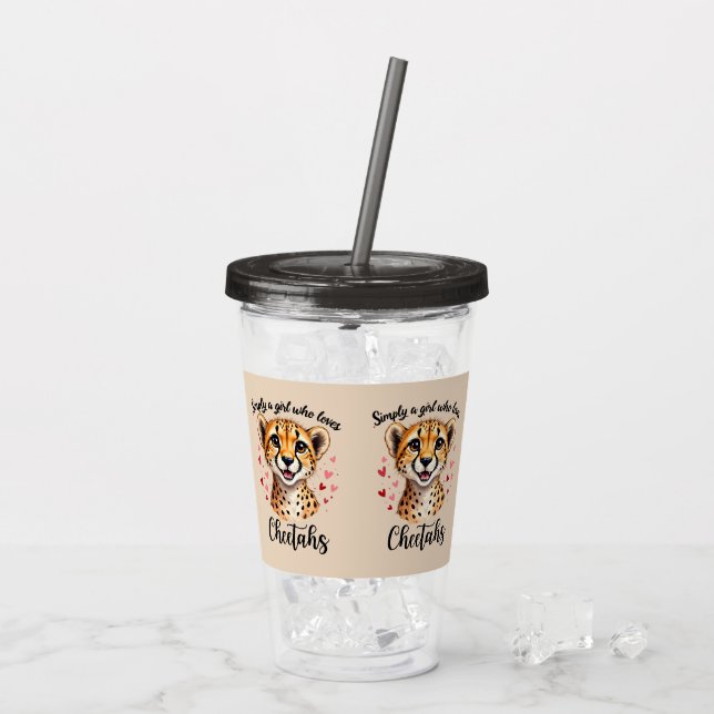 Cute Cheetah Älskare Wildlife Art med hjärtaccente Take Away Mugg (Baksida Ice)