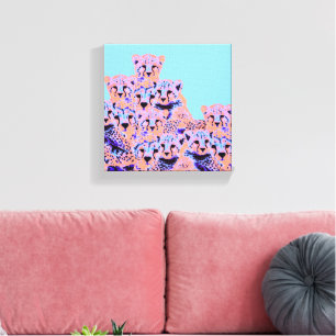 Cute Cheetah Family Rosa & Peach Vild Art Canvastryck