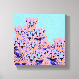 Cute Cheetah Family Rosa & Peach Vild Art Canvastryck