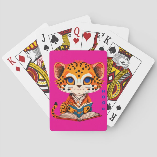 Cute cheetah läser bok casinokort (Baksidan)
