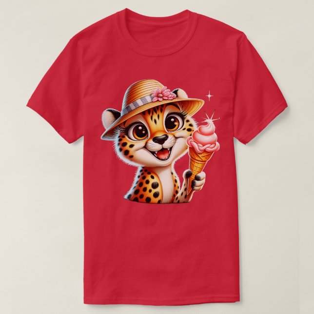 Cute cheetah leopard glass sommarvix 2 t shirt (Design framsida)