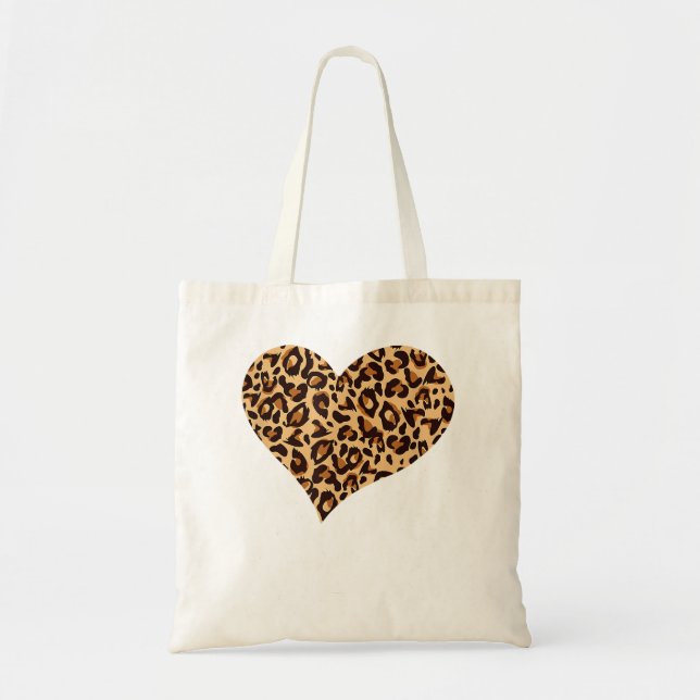 Cute Cheetah Leopard Print Heart Tygkasse (Framsidan)