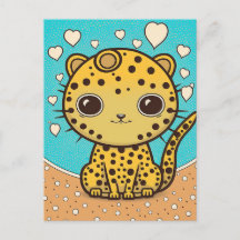 Cute Cheetah med hjärtan för kärlek och valentin