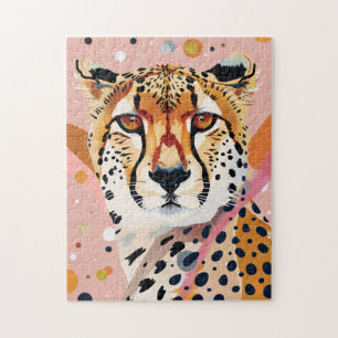 Cute Cheetah Rosa Guld Pop Art Pussel