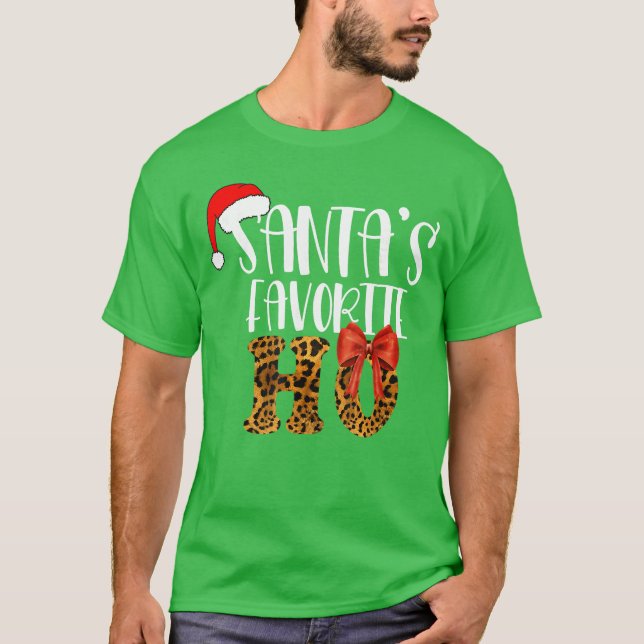 Cute Cheetah Santas Favorite Ho Christmas Funny Na T Shirt (Framsida)