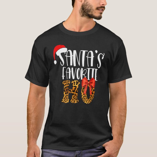 Cute Cheetah Santa's Favorite Ho Christmas  Women T Shirt (Framsida)