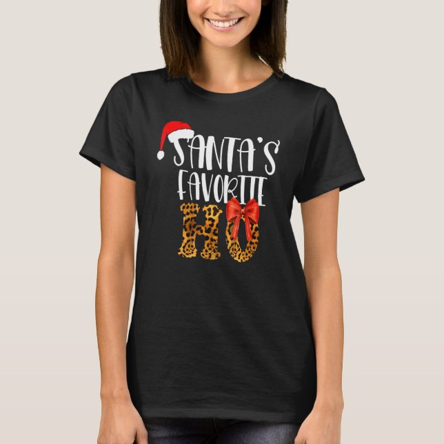 Cute Cheetah Santa's Favorite Ho Christmas  Women T Shirt (Framsida)