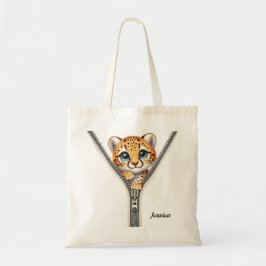 Cute Cheetah Zipper Tote Bag Tygkasse
