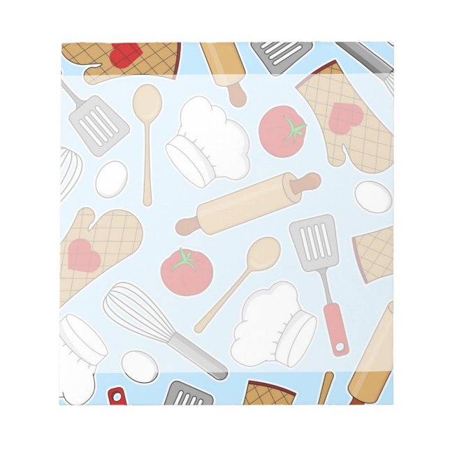 Cute Chef/Cook Kärlek Mönster Blue Anteckningsblock (Framsida)