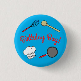 Cute Chef Cooking Kids 1:a födelsedag Party Knapp