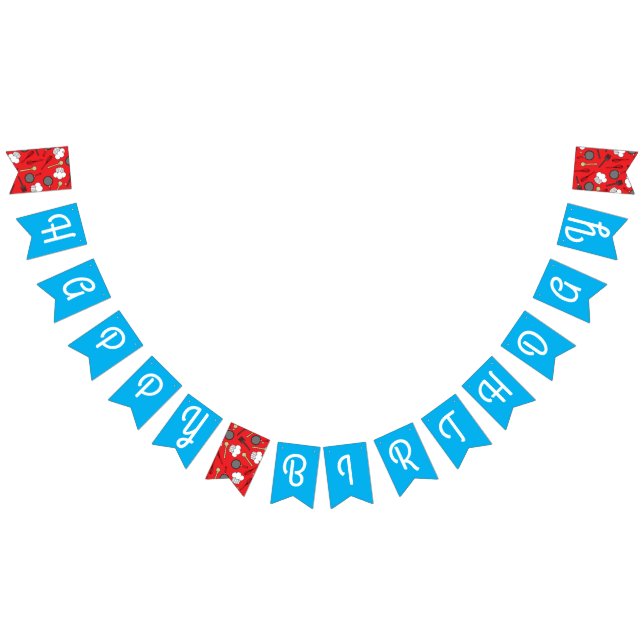 Cute Chef Cooking Kids 1:a födelsedag Party Vimplar (Alla)