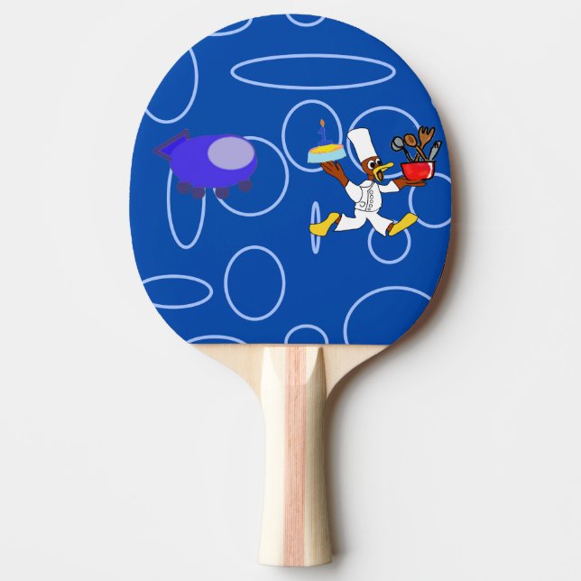 Cute Chef Ducky Kazoo Blue Circles Pingisracket (Framsidan)