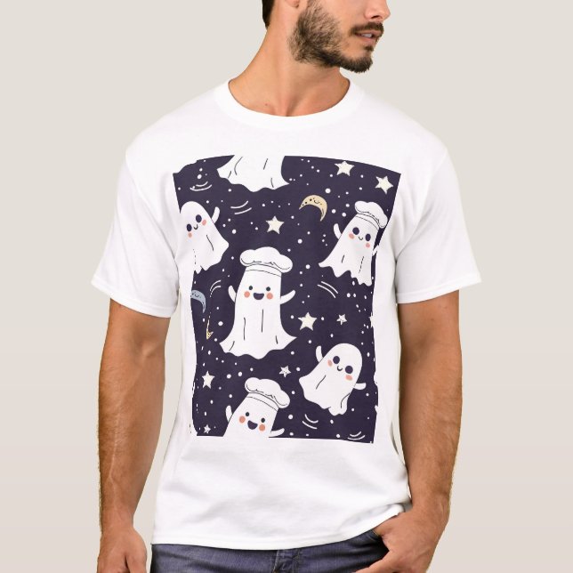 Cute Chef Ghost T Shirt (Framsida)